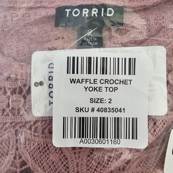 Torrid Waffle Crochet Yoke Top Mauve Long Sleeve - Picture 8 of 9